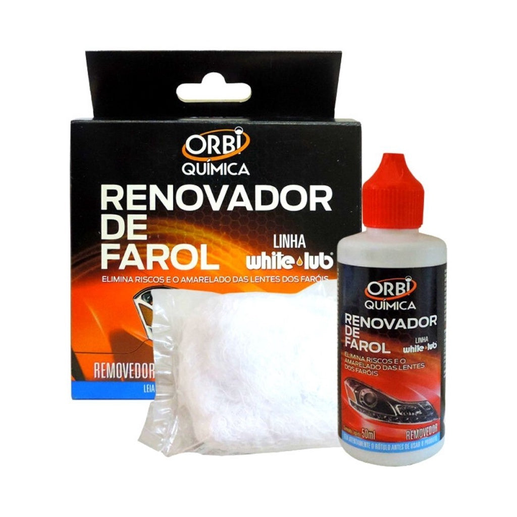 Renovador de Farol Tira Amarelado e Aspecto Fosco 50ml + Estopa..