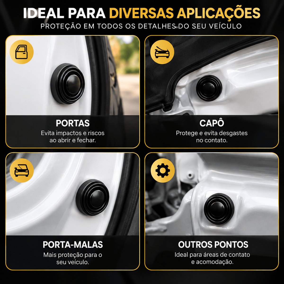 8-Piece Silicone Anti-Collision Car Door/Hood Damper Kit - Water-Resistant Auto Silencer