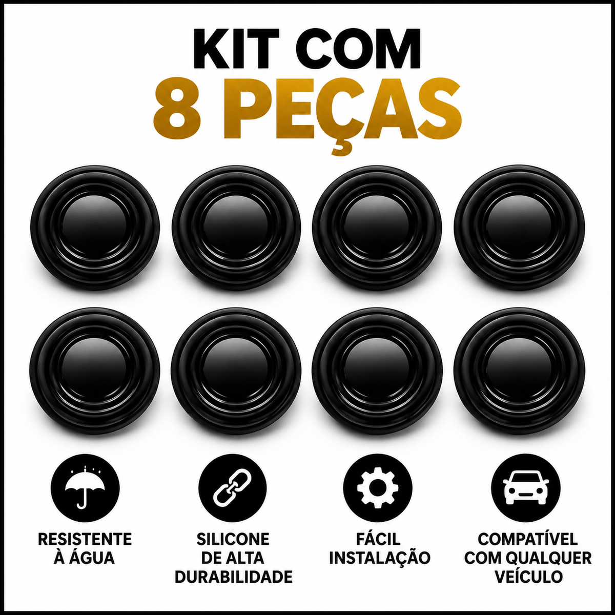 8-Piece Silicone Anti-Collision Car Door/Hood Damper Kit - Water-Resistant Auto Silencer