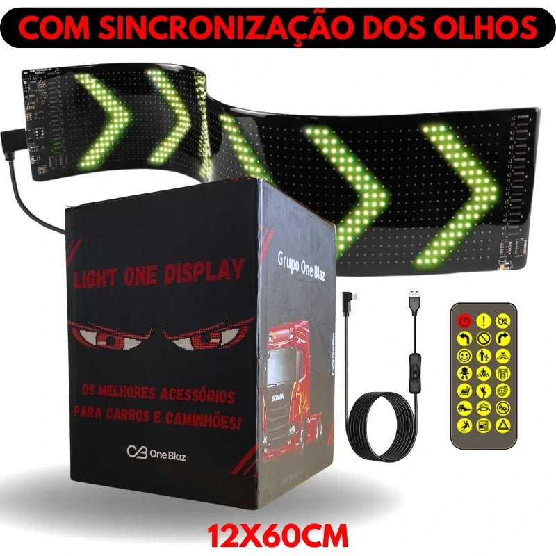Tela Flexível de LED para Carros e Caminhões - Display Digital com Controle via App Light One 🔥ÚLTIMAS UNIDADES🔥