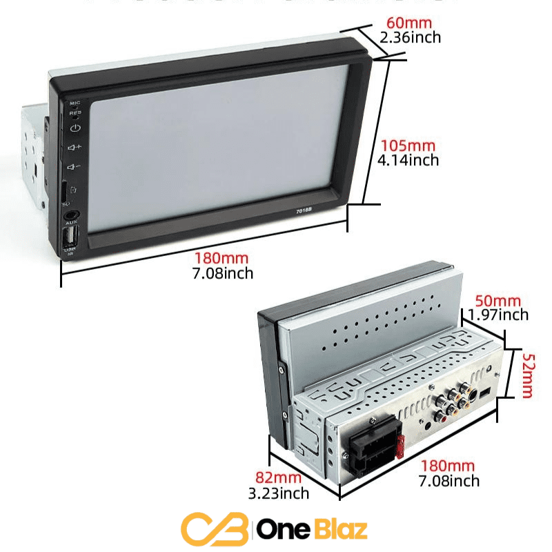 7-Inch 1 DIN Multimedia Receiver β Carplay and Android Auto, Bluetooth, and Rearview Camera