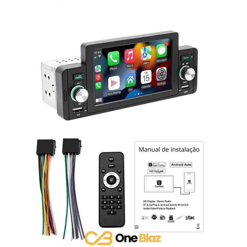 Central Multimídia Universal 10 Polegadas – Apple Carplay e Android Auto, Bluetooth e Câmera de Ré