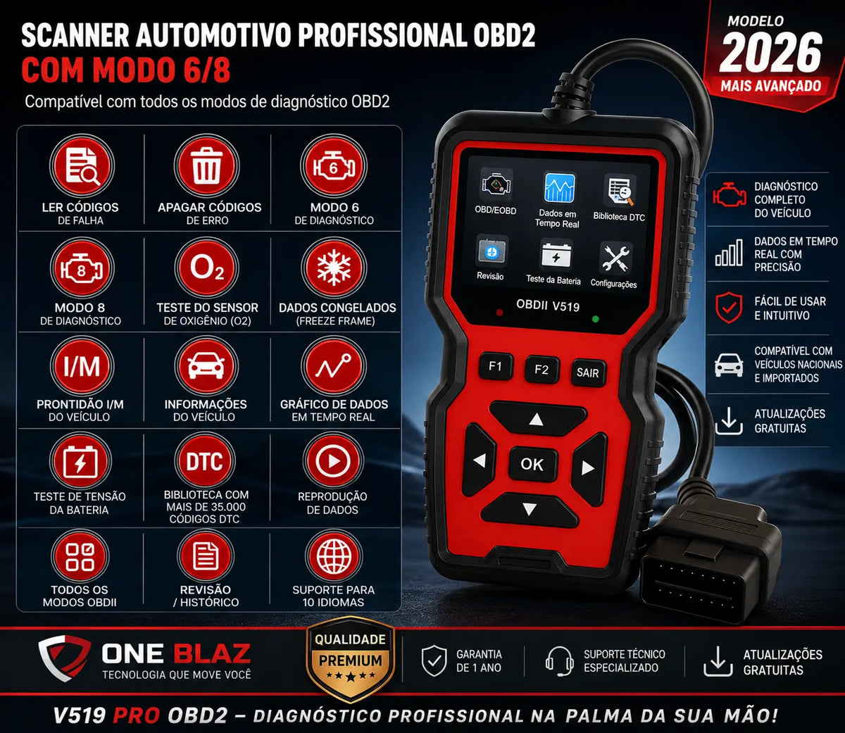 OBD2 V519 Pro Automotive Scanner – Professional Diagnostics and Check Engine Light Eraser