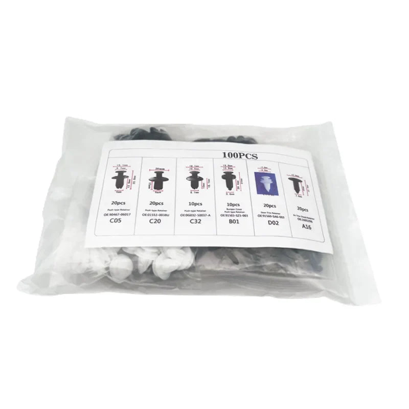 Universal Automotive Fastener Clip Kit for Panel Fixation 50 to 100 Pieces