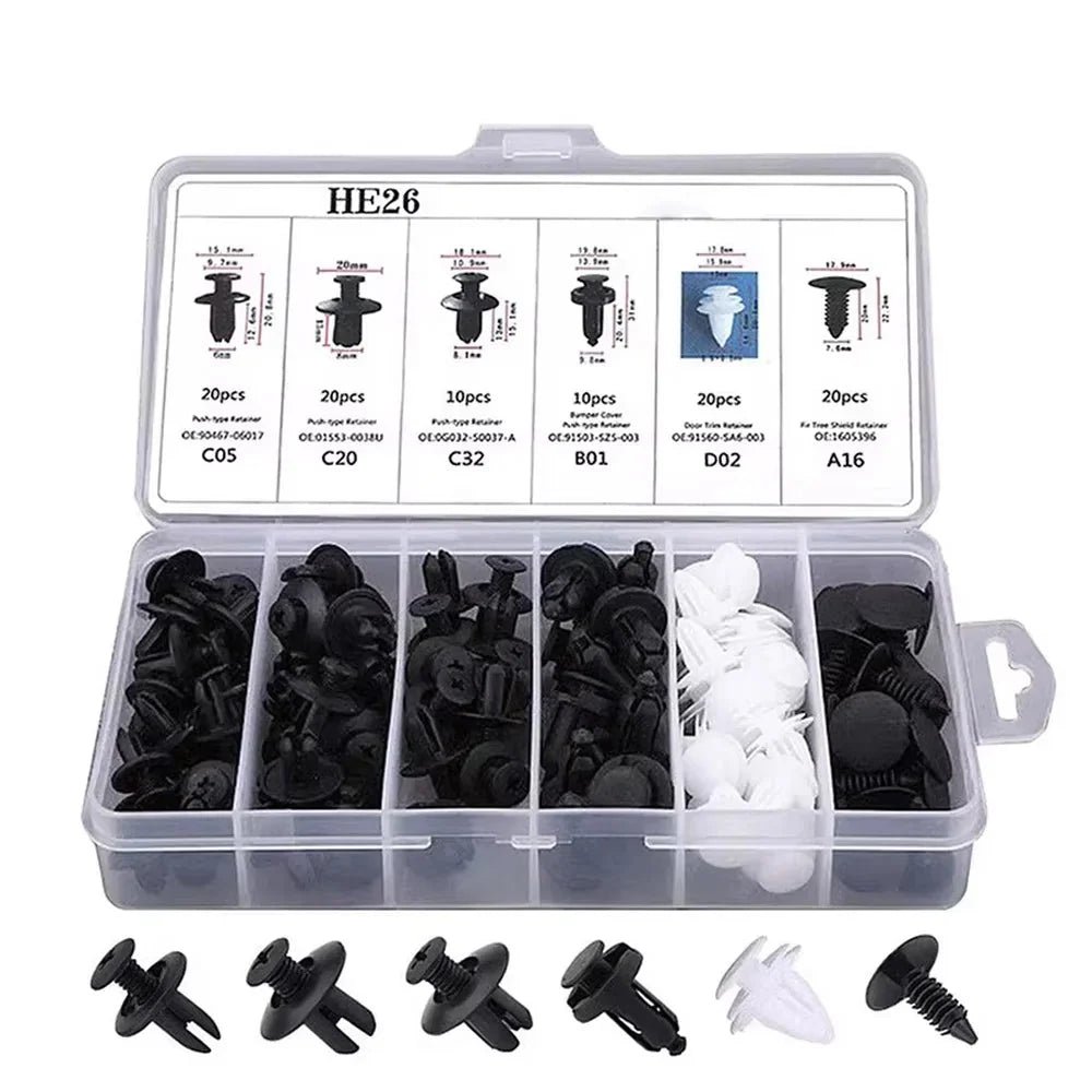 Universal Automotive Fastener Clip Kit for Panel Fixation 50 to 100 Pieces
