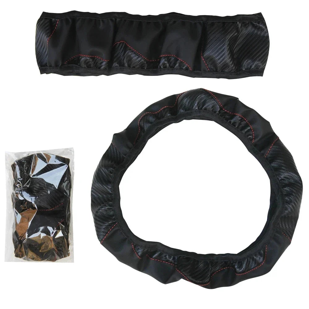 Universal Non-Slip PU Leather Steering Wheel Cover 38cm