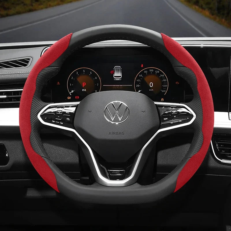 Capa de Volante Antiderrapante em Camurça para Volkswagen