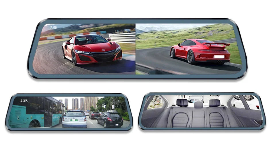 2K WiFi and GPS Rearview Mirror Dash Cam – Automotive DVR with Night Vision and 24h Monitoring