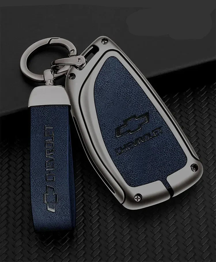Premium Leather and Zinc Alloy Car Key Cover for Chevrolet, GMC, and Buick – Full Protection with Luxury Design