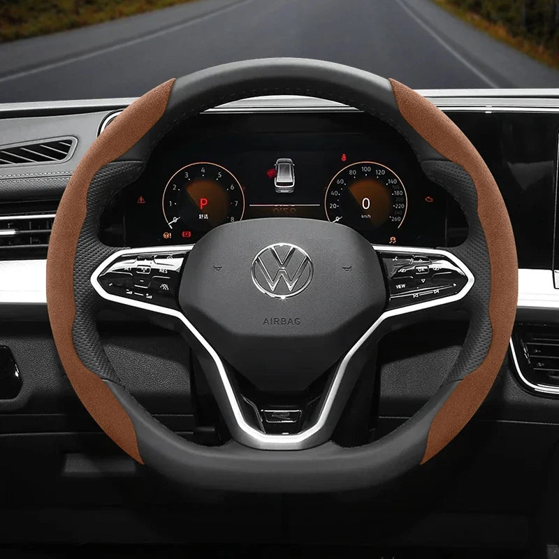 Capa de Volante Antiderrapante em Camurça para Volkswagen