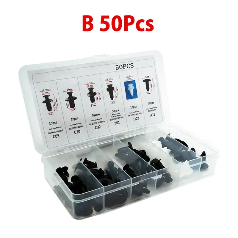 Universal Automotive Fastener Clip Kit for Panel Fixation 50 to 100 Pieces