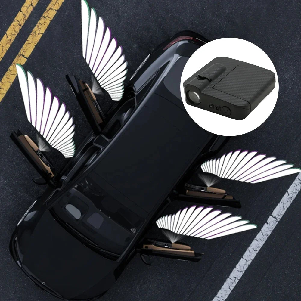 Automotive LED Door Light Angel Wings Projector – Wireless Welcome Light with Magnetic Sensor (2-Piece Kit)