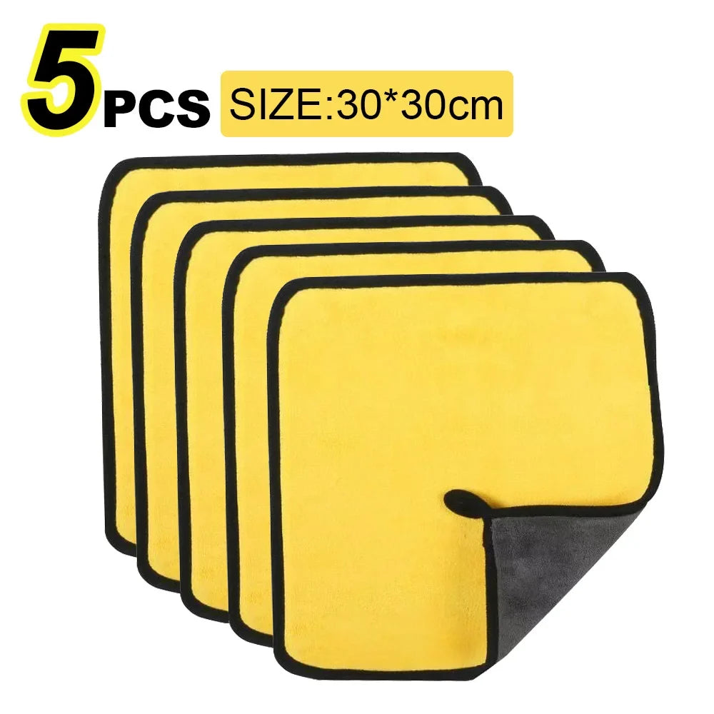 5-Piece Automotive Microfiber Cloth Kit High Absorption for Cleaning