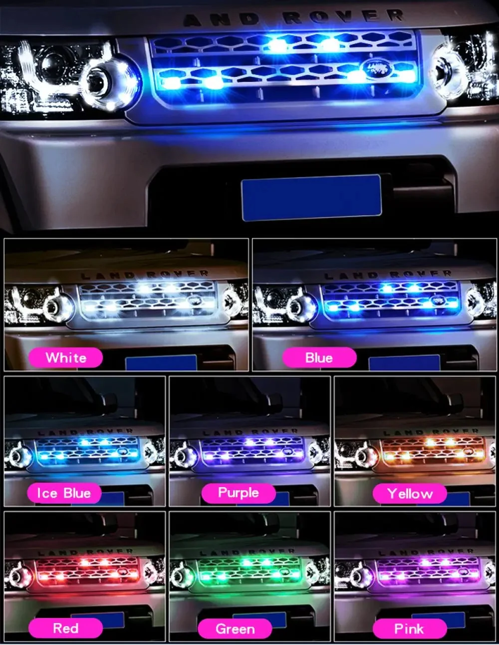 Luz LED Strobo Sem Fio RGB para Carro e Moto com USB