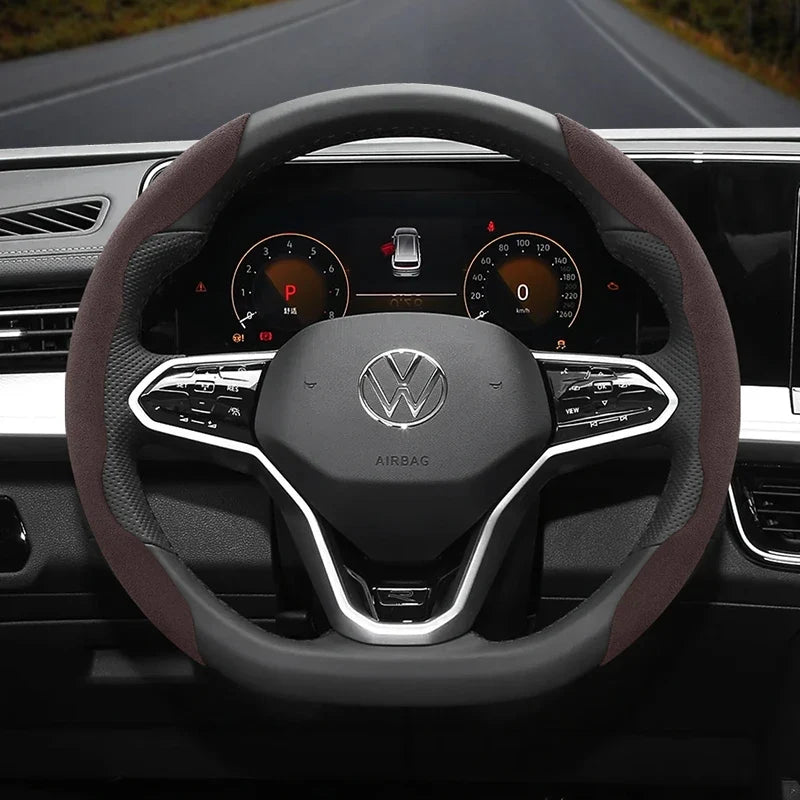 Capa de Volante Camurça Antiderrapante para Volkswagen – Grip Esportivo Segmentado Premium