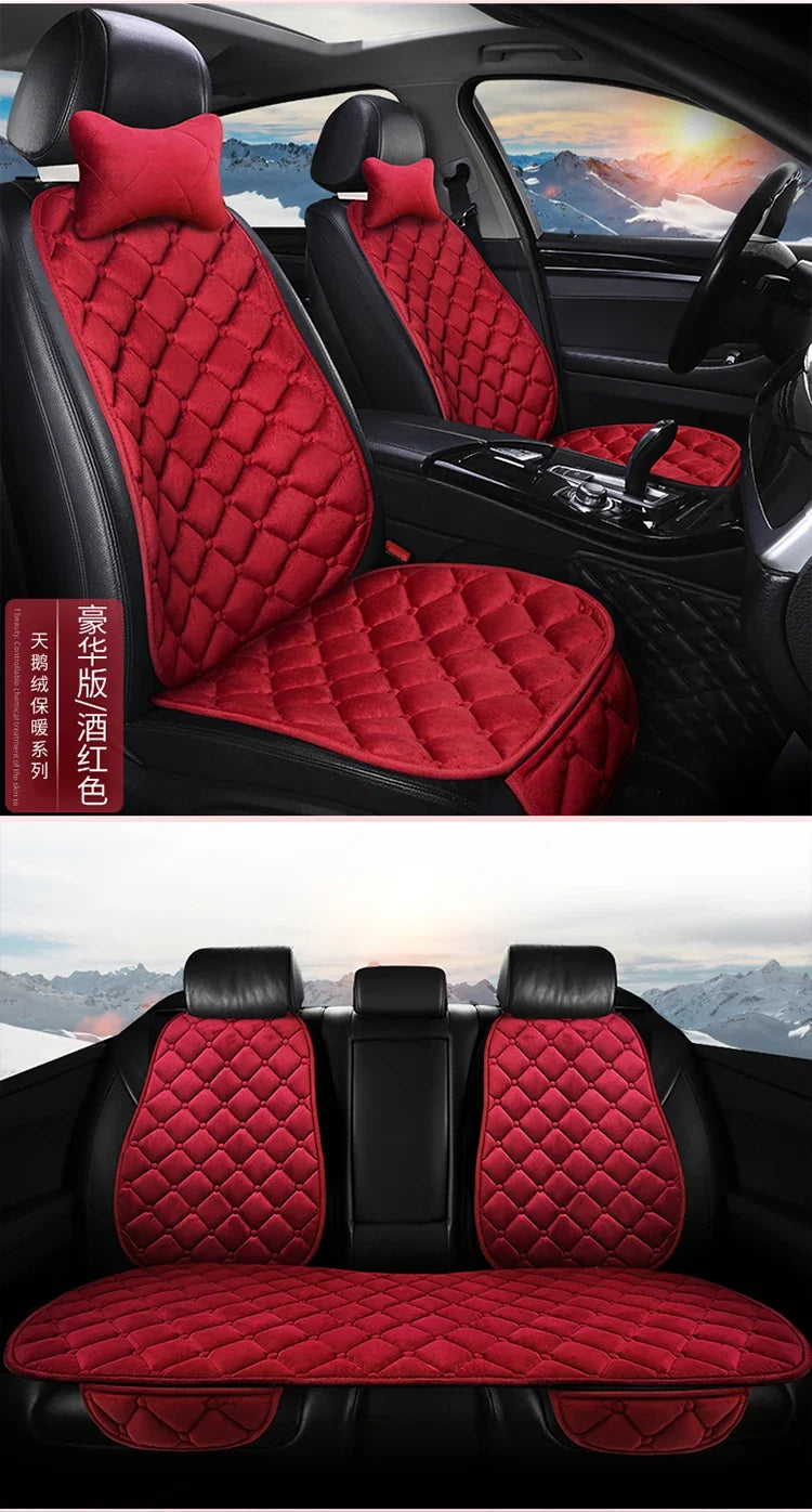 Plush Automotive Seat Cushion Winter – Universal Warm Non-Slip Cover (3-Piece Kit)