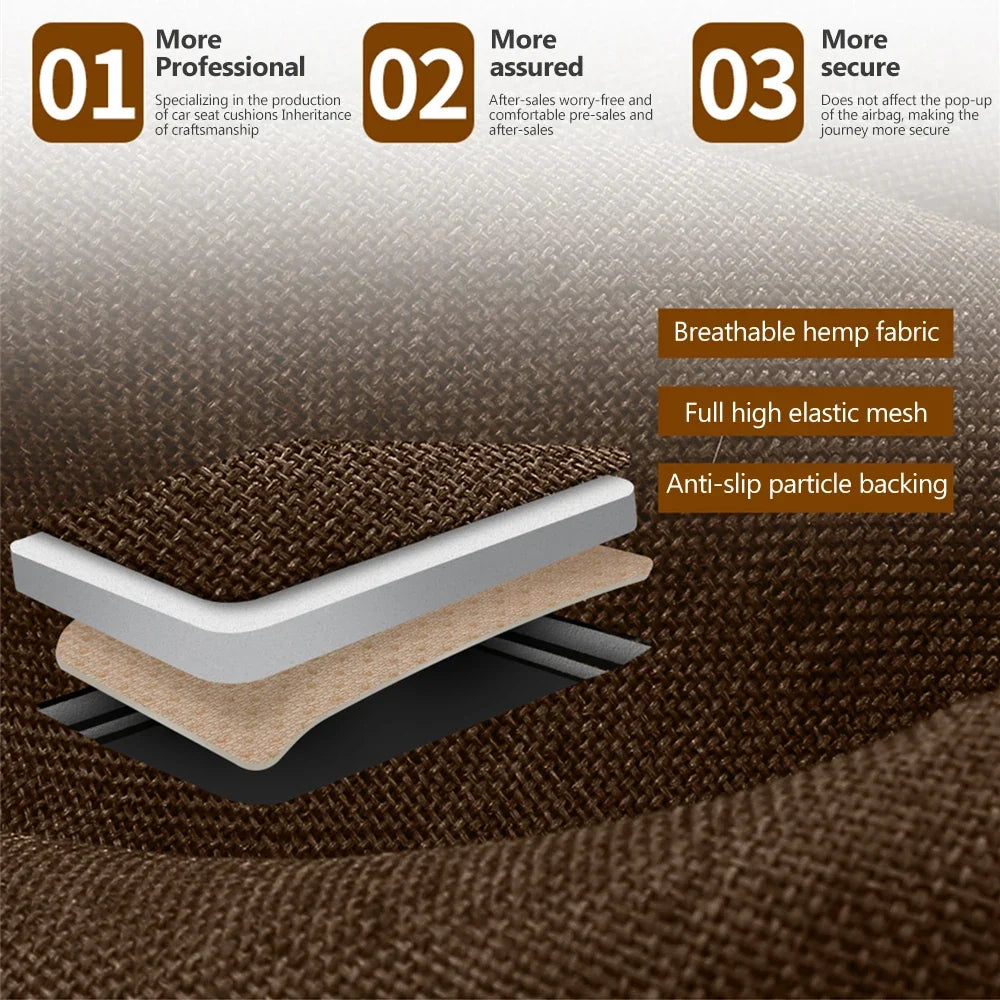 Breathable Universal Linen Car Seat Cover 4-Season Comfort