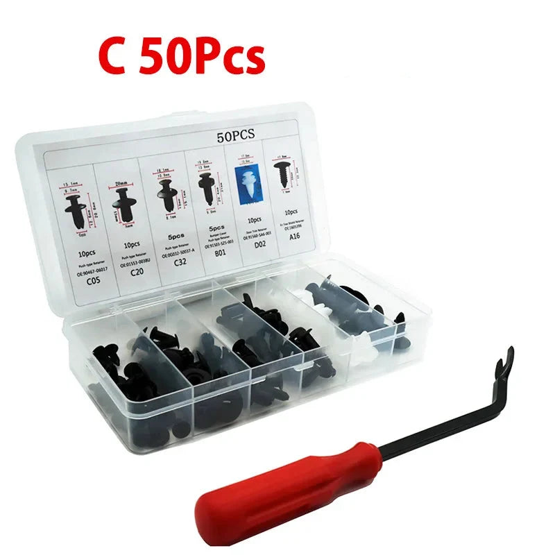 Universal Automotive Fastener Clip Kit for Panel Fixation 50 to 100 Pieces