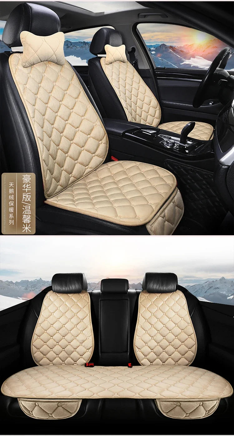Plush Automotive Seat Cushion Winter – Universal Warm Non-Slip Cover (3-Piece Kit)