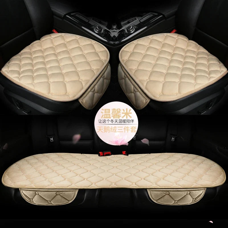 Plush Automotive Seat Cushion Winter – Universal Warm Non-Slip Cover (3-Piece Kit)