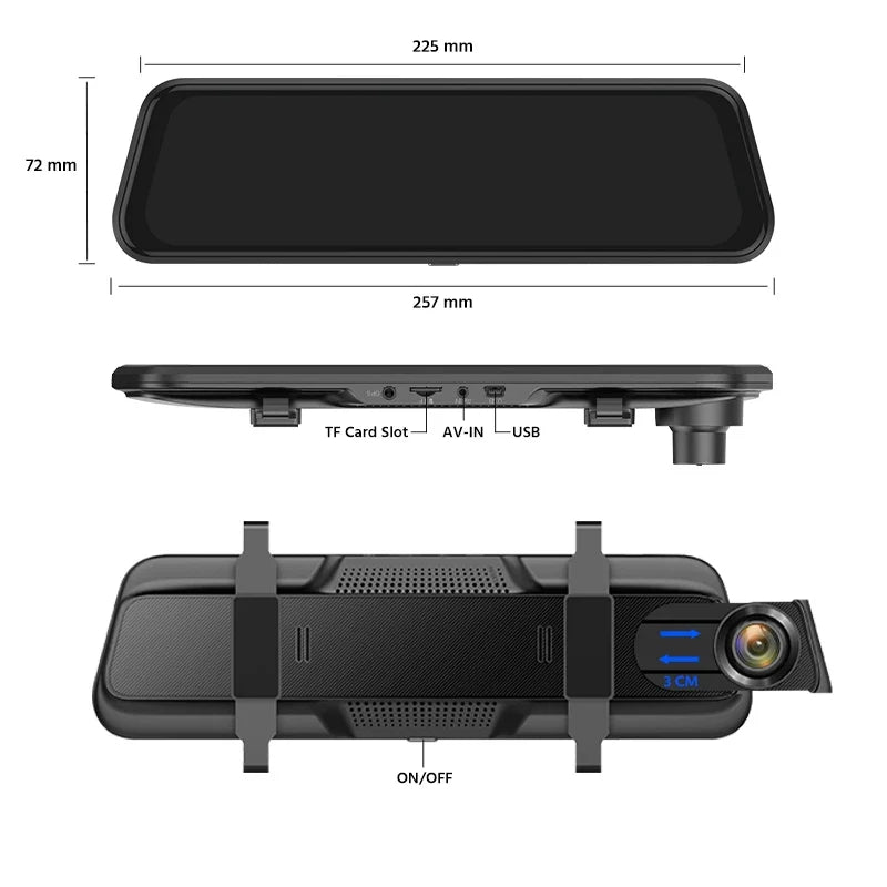 2K WiFi and GPS Rearview Mirror Dash Cam – Automotive DVR with Night Vision and 24h Monitoring