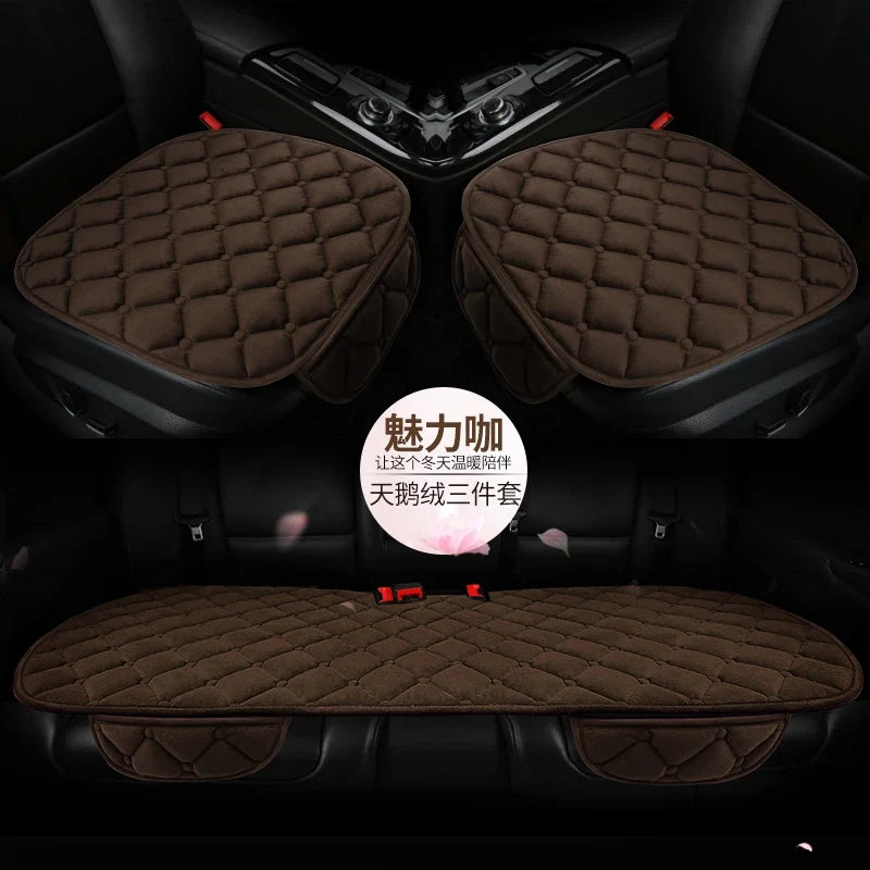 Plush Automotive Seat Cushion Winter – Universal Warm Non-Slip Cover (3-Piece Kit)