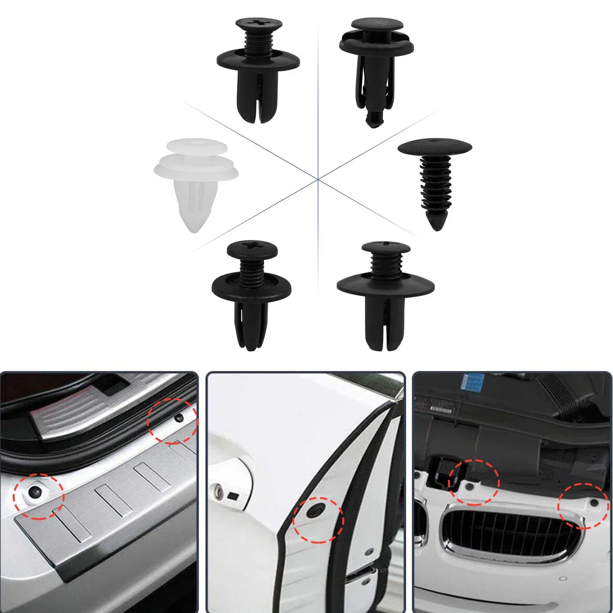 Universal Automotive Fastener Clip Kit for Panel Fixation 50 to 100 Pieces