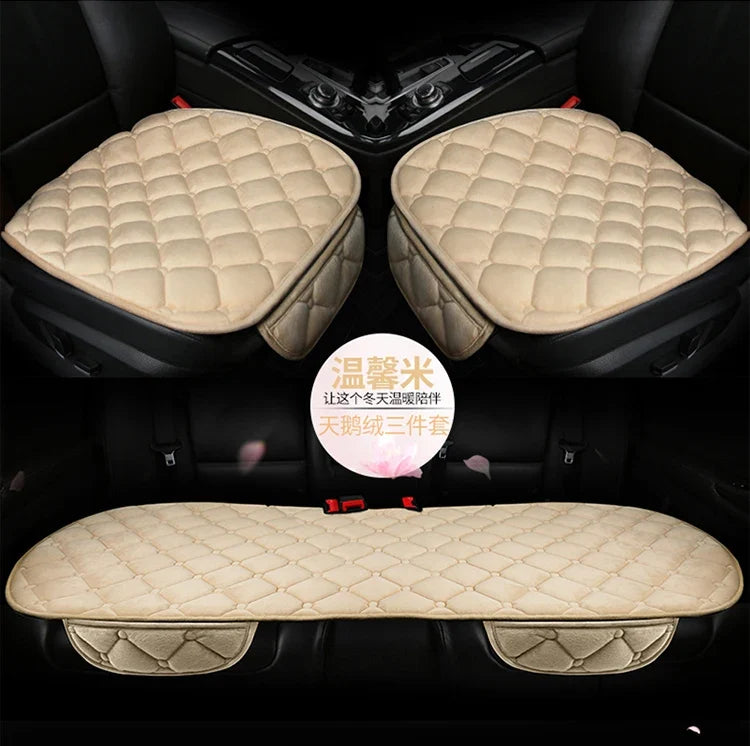 Plush Automotive Seat Cushion Winter – Universal Warm Non-Slip Cover (3-Piece Kit)