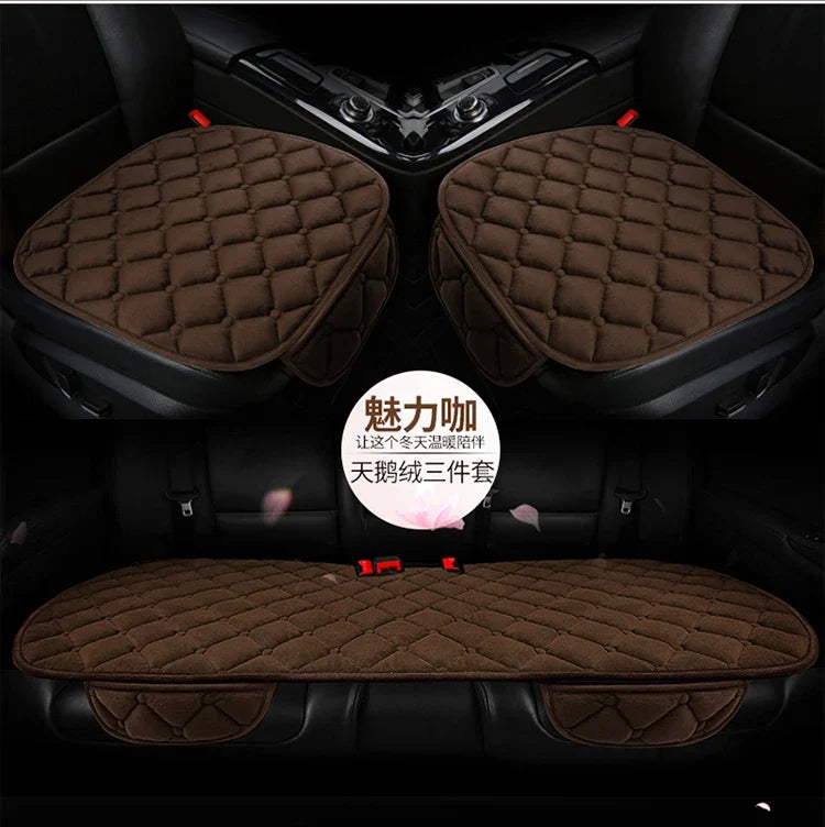 Plush Automotive Seat Cushion Winter – Universal Warm Non-Slip Cover (3-Piece Kit)