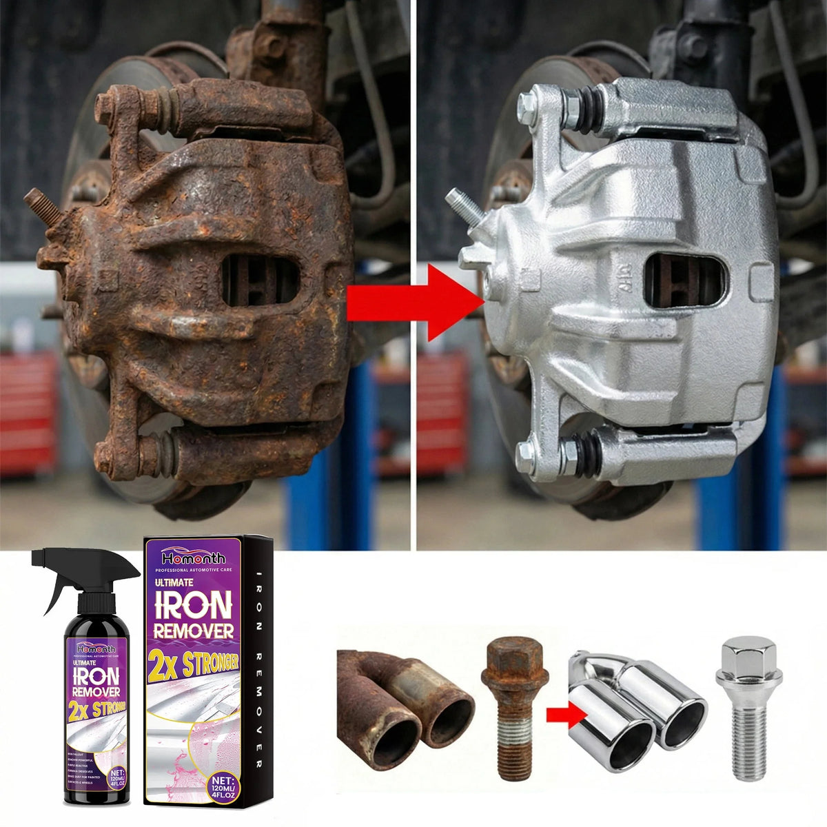 High-Power Automotive Rust Remover Spray for Wheels and Metals