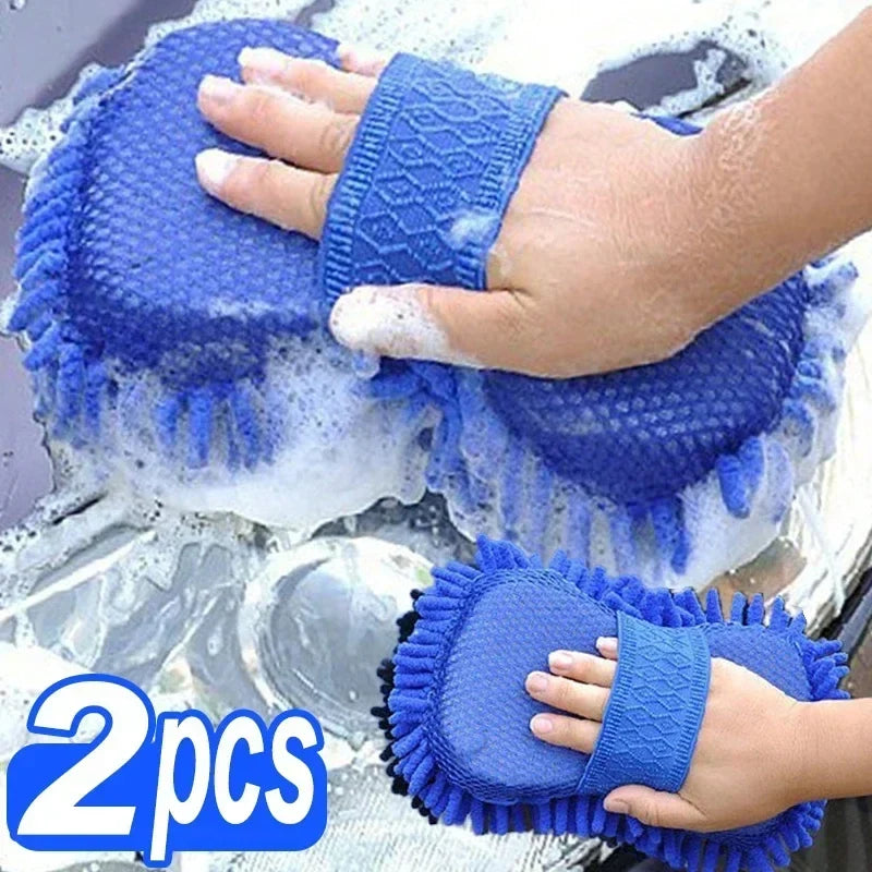 Chenille Microfiber Car Wash Mitt 2-Piece Kit