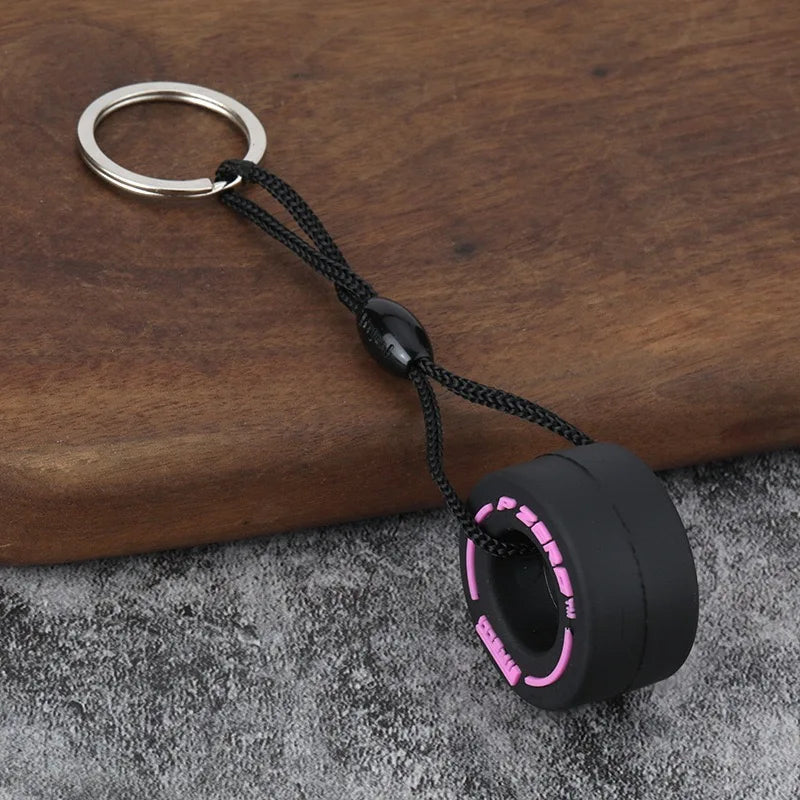 Soft Rubber Tire Keychain – Racing Style Accessory for Keys and Backpack