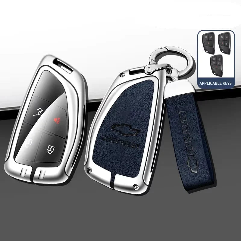 Premium Leather and Zinc Alloy Car Key Cover for Chevrolet, GMC, and Buick – Full Protection with Luxury Design