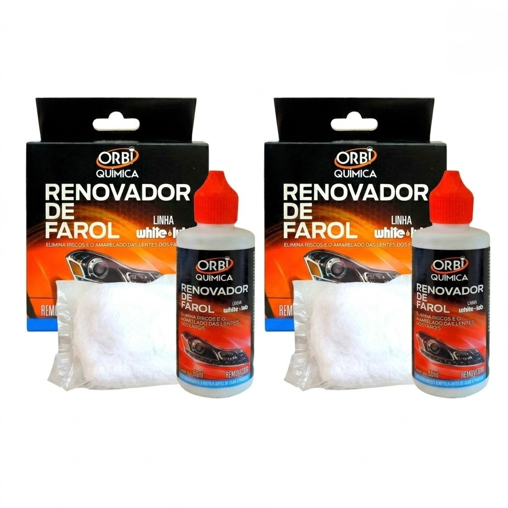 Renovador de Farol Tira Amarelado  e Aspecto Fosco 50ml + Estopa..