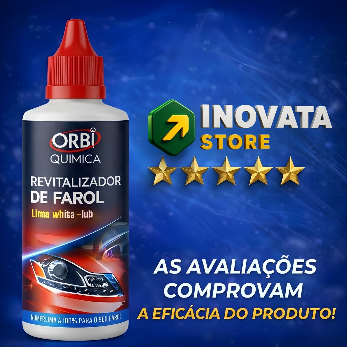 Renovador de Farol Tira Amarelado  e Aspecto Fosco 50ml + Estopa..
