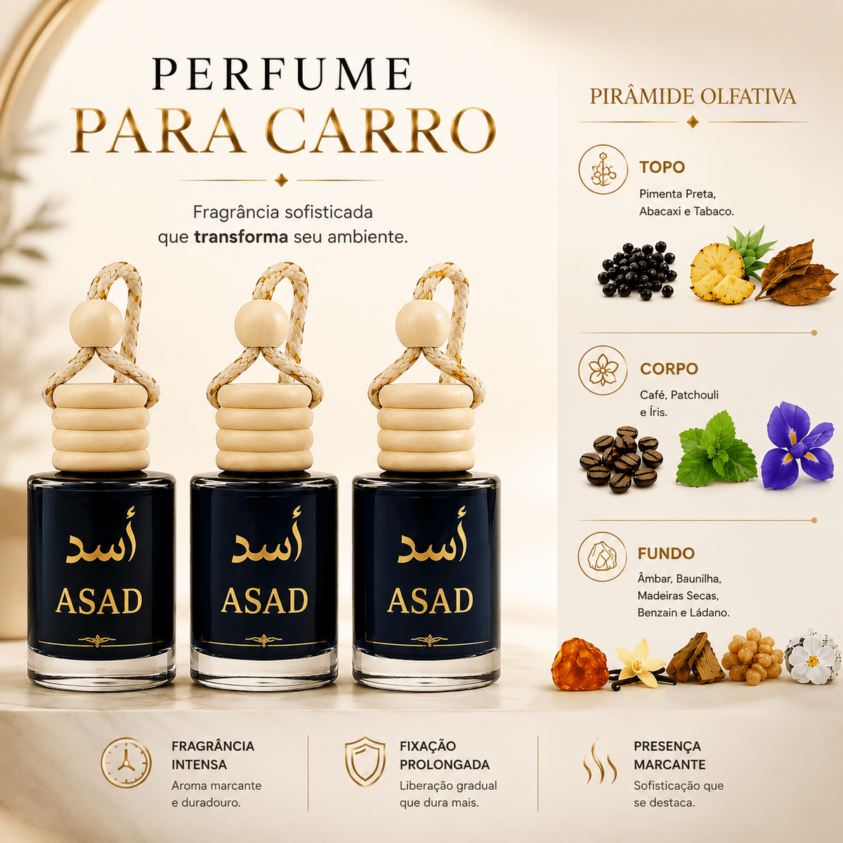 Aromatizante Automotivo Árabe  3 Unidades- Escolha sua Fragrância