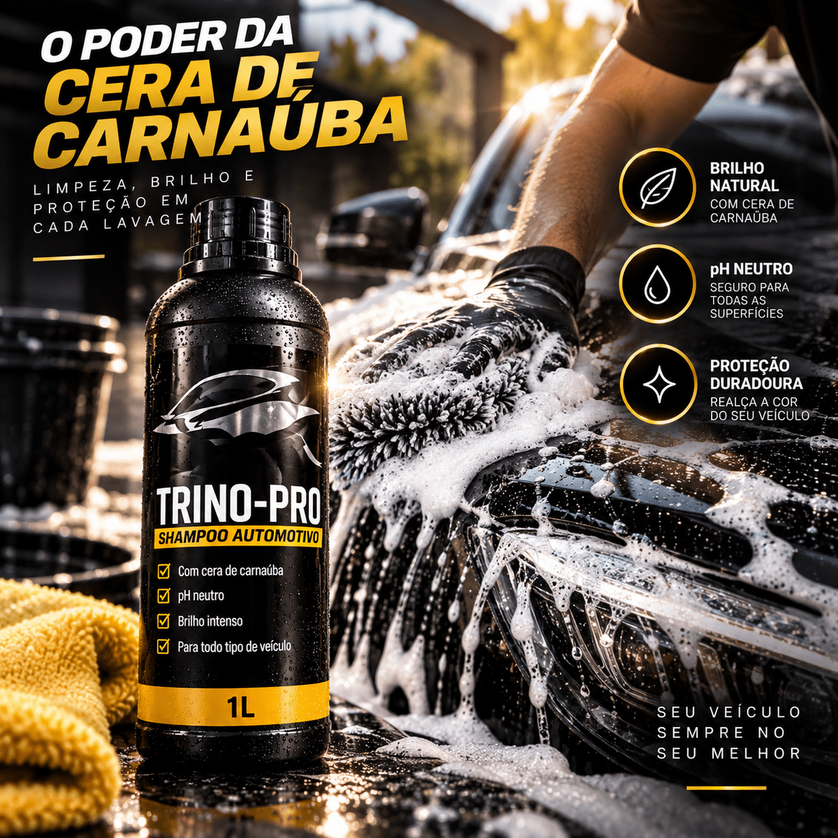 SHINE CAR — Shampoo Automotivo com Cera de Carnaúba