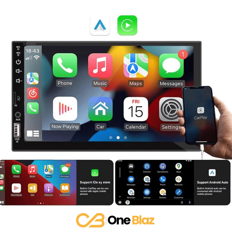 7-Inch 1 DIN Multimedia Receiver – Carplay and Android Auto, Bluetooth, and Rearview Camera