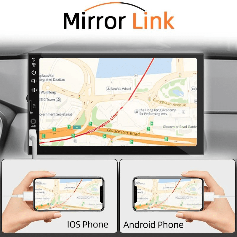 7-Inch 1 DIN Multimedia Receiver – Carplay and Android Auto, Bluetooth, and Rearview Camera