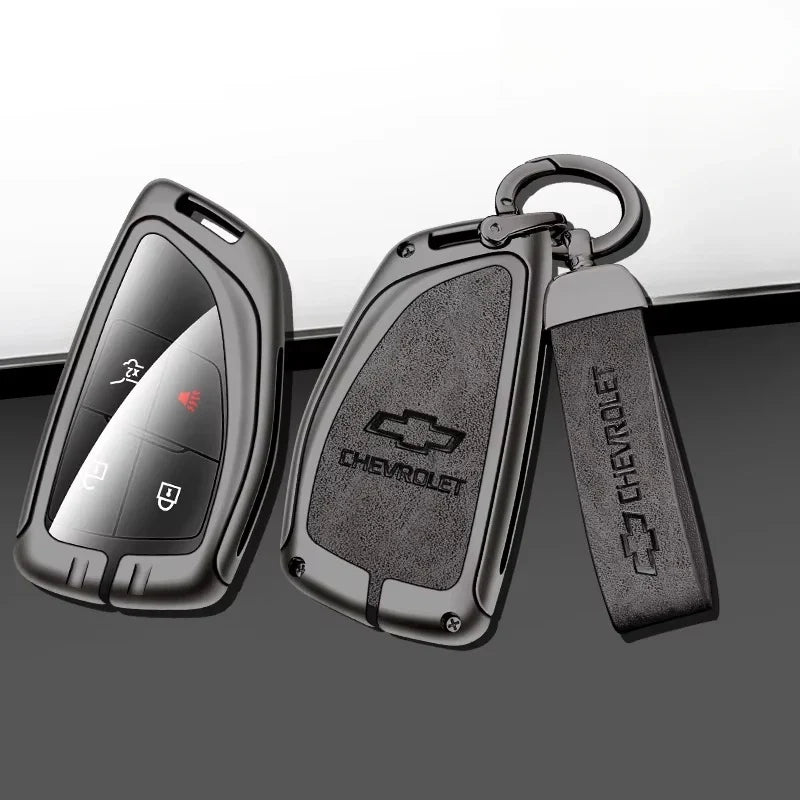 Premium Leather and Zinc Alloy Car Key Cover for Chevrolet, GMC, and Buick – Full Protection with Luxury Design
