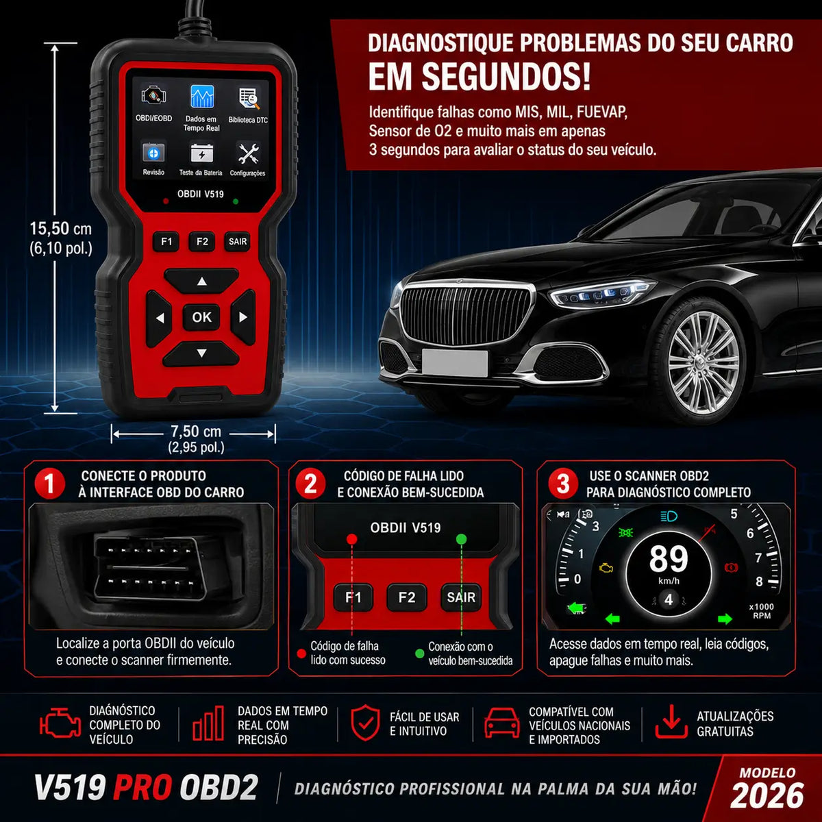 OBD2 V519 Pro Automotive Scanner – Professional Diagnostics and Check Engine Light Eraser
