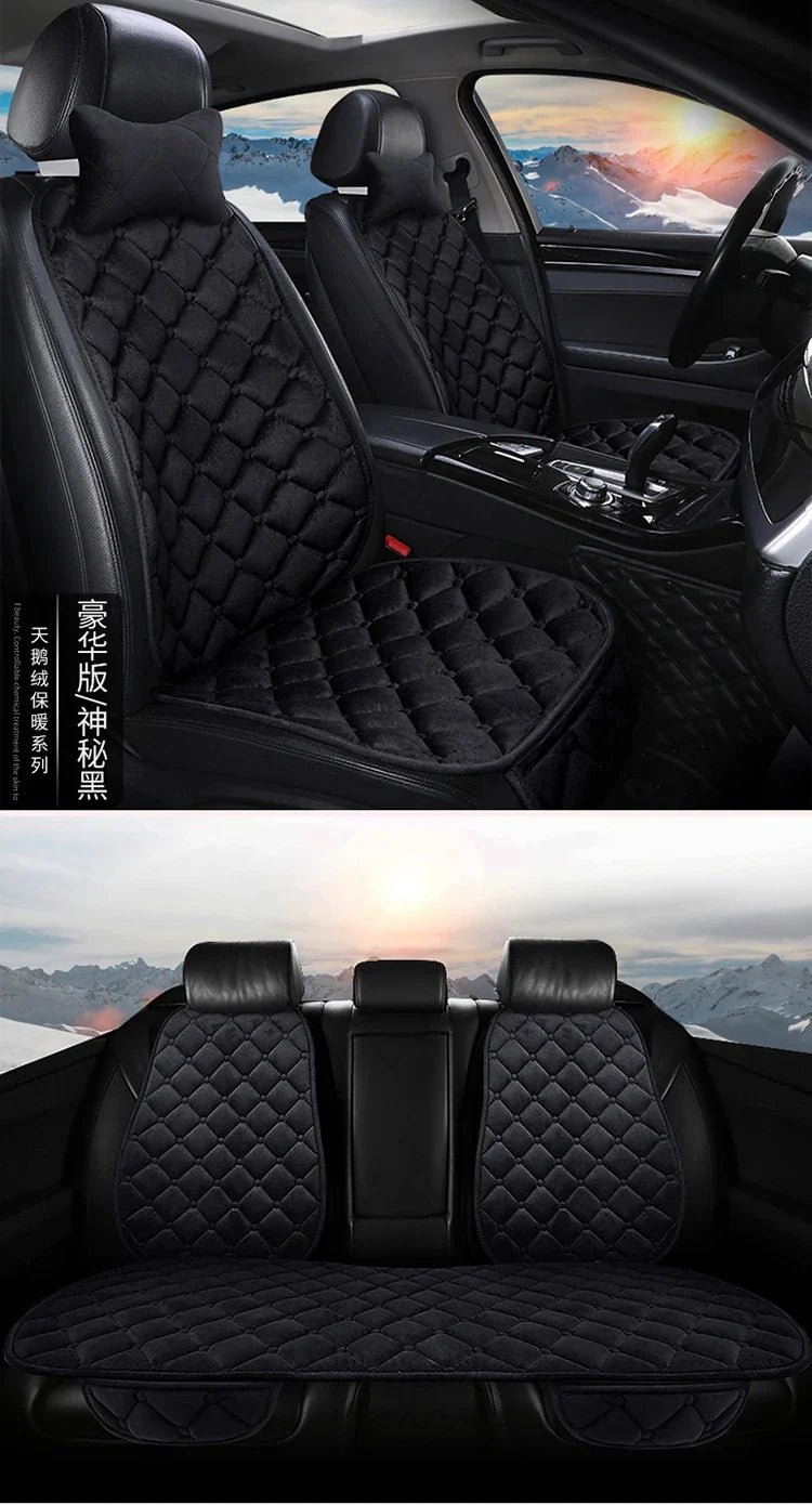 Plush Automotive Seat Cushion Winter – Universal Warm Non-Slip Cover (3-Piece Kit)