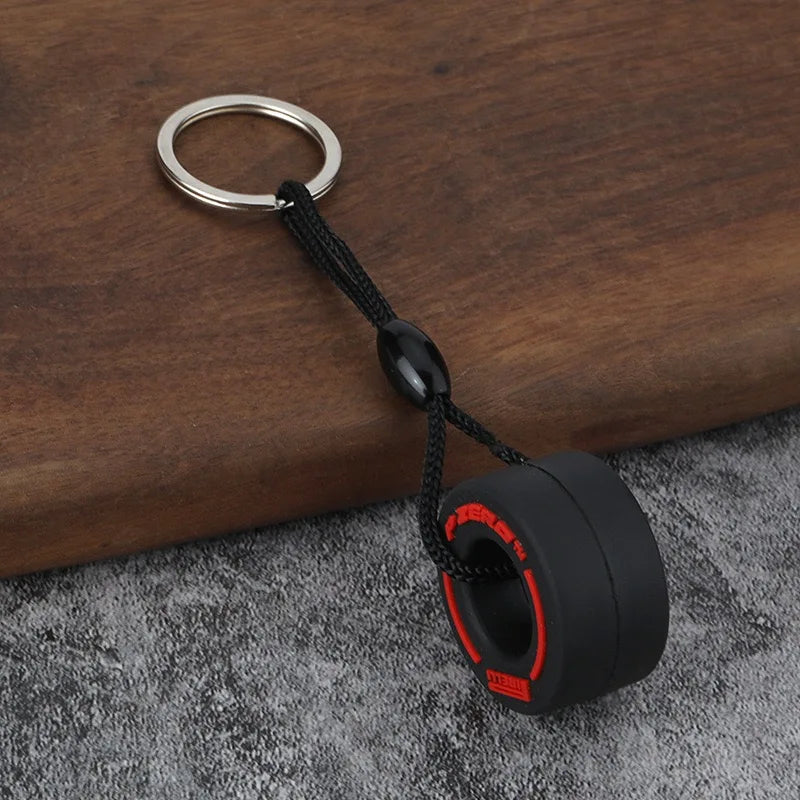 Soft Rubber Tire Keychain – Racing Style Accessory for Keys and Backpack