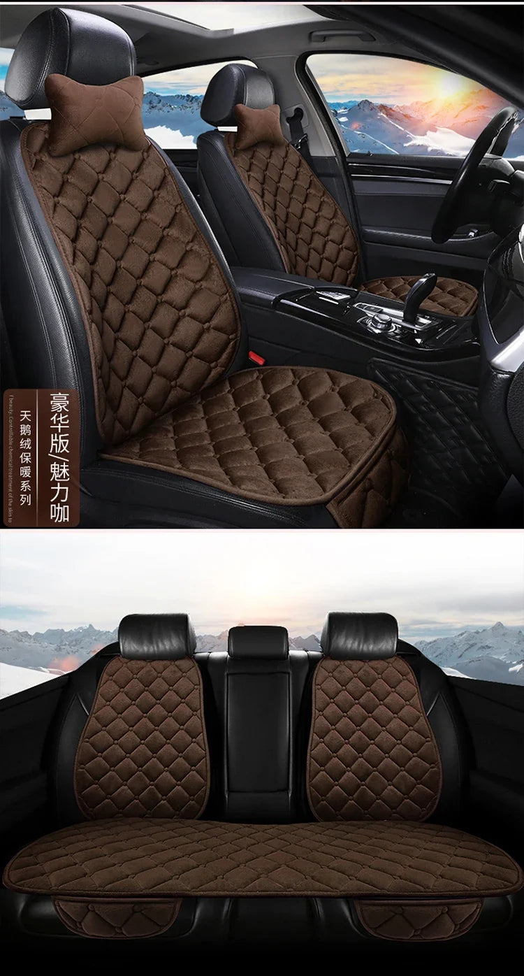 Plush Automotive Seat Cushion Winter – Universal Warm Non-Slip Cover (3-Piece Kit)