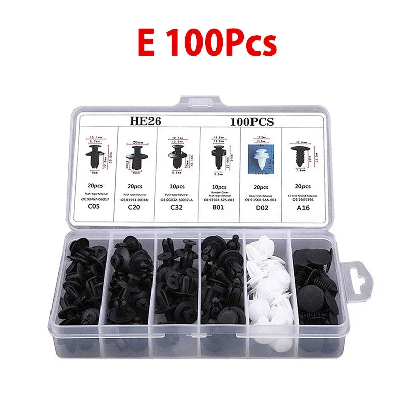 Universal Automotive Fastener Clip Kit for Panel Fixation 50 to 100 Pieces