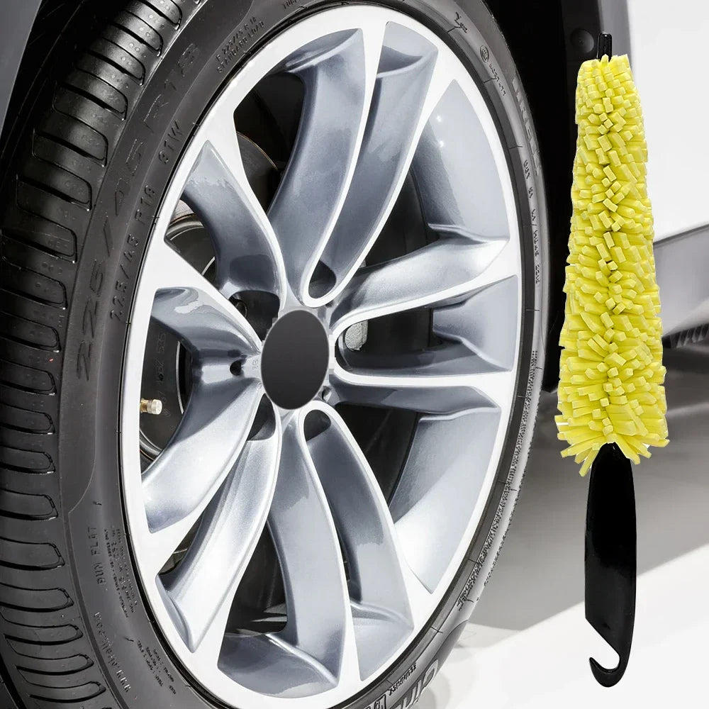 Automotive Wheel Cleaning Brush with Non-Slip Handle