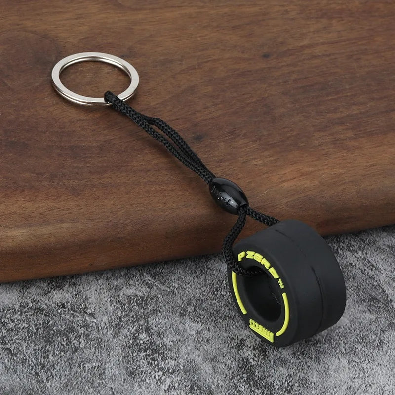 Soft Rubber Tire Keychain – Racing Style Accessory for Keys and Backpack
