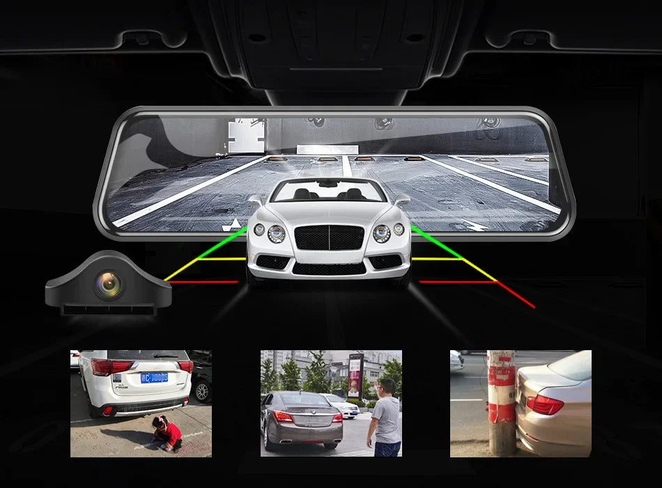 2K WiFi and GPS Rearview Mirror Dash Cam – Automotive DVR with Night Vision and 24h Monitoring