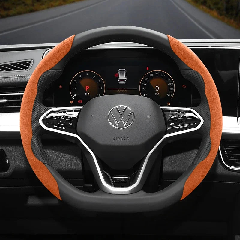 Capa de Volante Camurça Antiderrapante para Volkswagen – Grip Esportivo Segmentado Premium