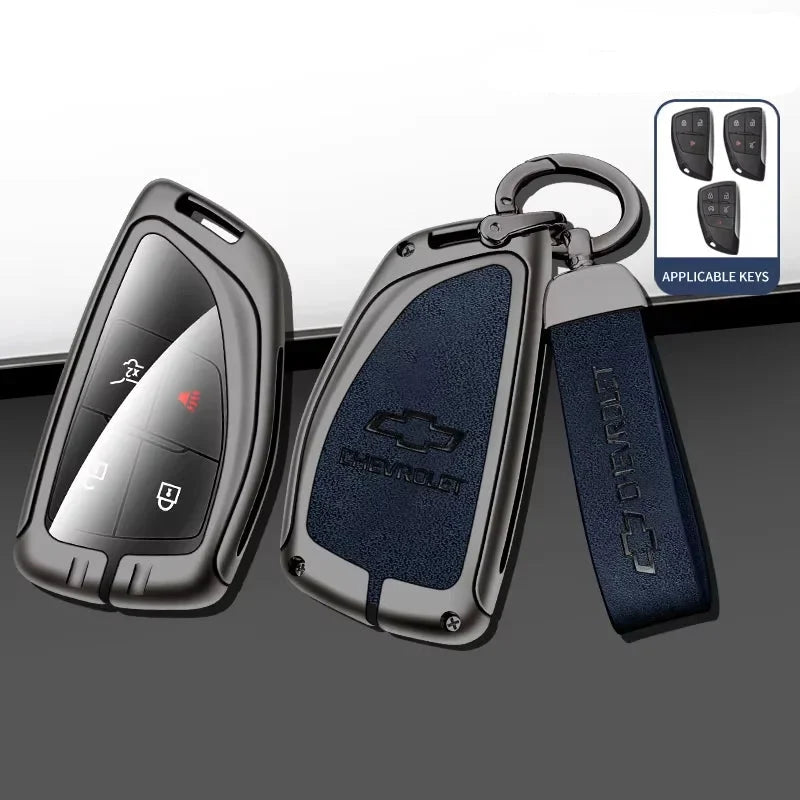 Premium Leather and Zinc Alloy Car Key Cover for Chevrolet, GMC, and Buick – Full Protection with Luxury Design